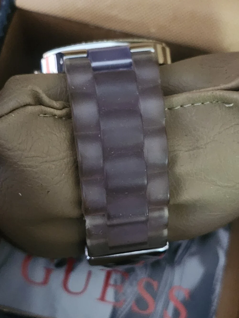 GUESS Deco Purple Crystal-Trim Purple Face Chronograph Watch-  New In Box